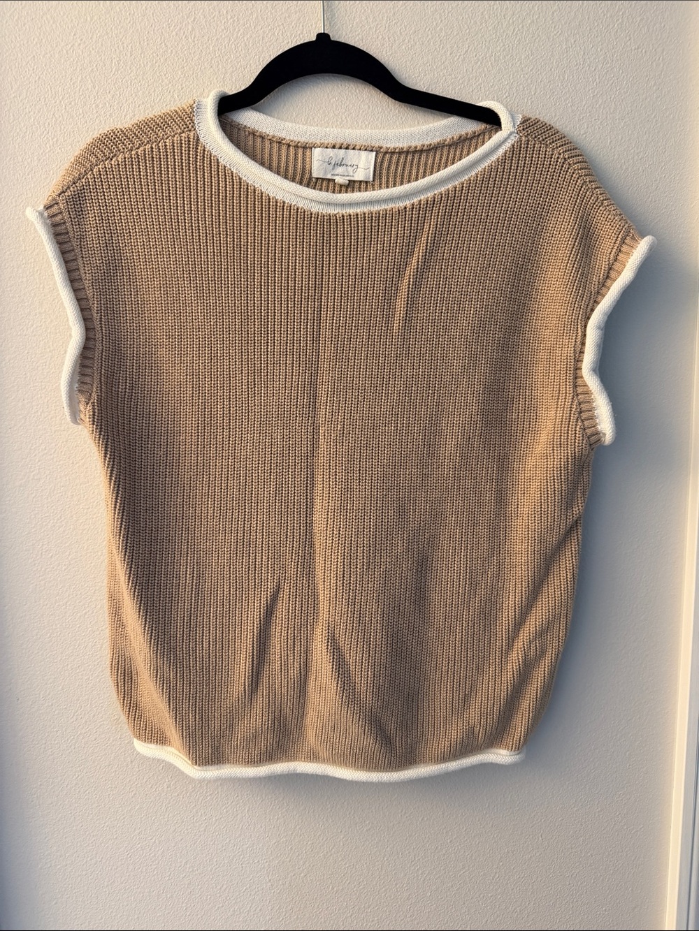 Knit Tee in Camel with White Trim